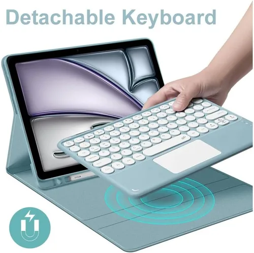Vista 2 de Funda de teclado para Samsung Galaxy Tab A8 de 10.5 pulgadas 2022 - Trackpad multitáctil, funda desmontable con teclado inalámbrico para tableta