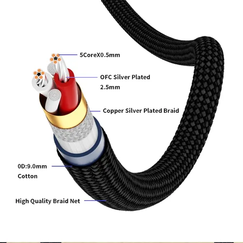 Vista 4 de 17AWG Audiófilo XLR Cable OFC Cobre Plateado Plata 2XLR a 2XLR (1M)