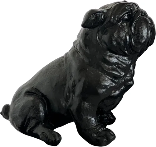 Vista 2 de Bellaa 23073 - Estatua de bulldog vintage, rústica, envejecida, mascota, estatuilla de popa, escultura de antigüedades, animales de granja, jardín