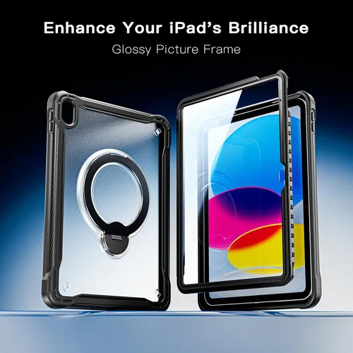 Vista 4 de Case for iPad A16 11th Generation 11-inch 2025 & iPad 10th Generation 10.9-inch 2022 with Screen Protector, 360° Rotating Kickstand Handle, Rugged