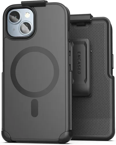 Vista 18 de Encased SlimShield para iPhone 14 Funda con Clip para Cinturón con Soporte para Teléfono (Compatible con MagSafe) Negro Mate (iPhone 14)