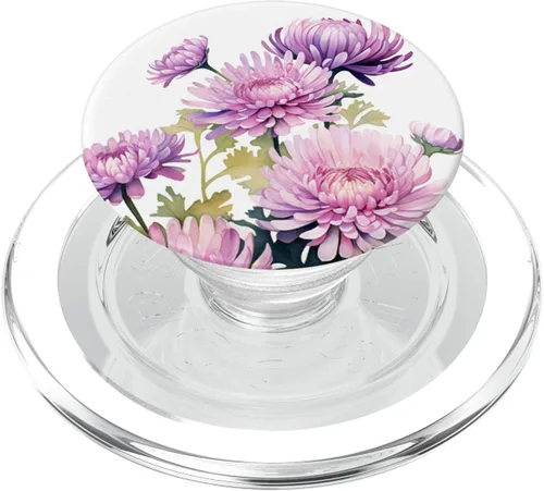 Vista 7 de purple aster flowers watercolor PopSockets Adhesive PopGrip
