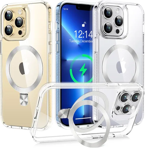 Vista 27 de [Anillo de CD compatible con soporte invisible MagSafe] Funda magnética para iPhone 12 / iPhone 12 Pro, parachoques galvanizado que no se pone