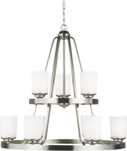 Vista 7 de Sea Gull Generation Lighting 3130709-112 Lámpara de araña de nueve luces Negro (Midnight Black)
