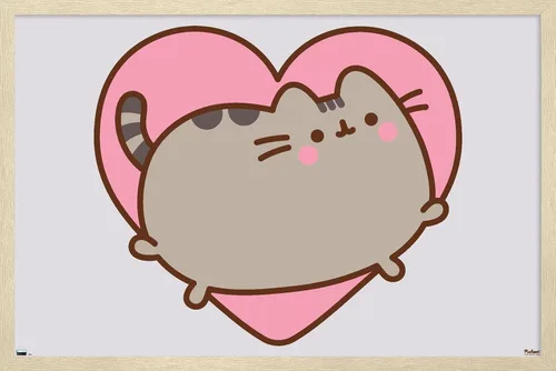 Vista 7 de Trends International Pusheen - Póster de pared de corazón, 22.4 pulgadas de largo x 14.7 pulgadas, versión enmarcada en madera de granero