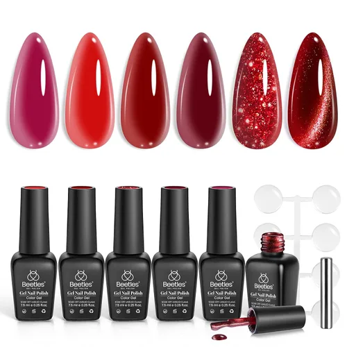 Vista 36 de Beetles - Juego de esmaltes de gel de otoño con gel floreciente, efecto A - Marrón ámbar Atracción ámbar