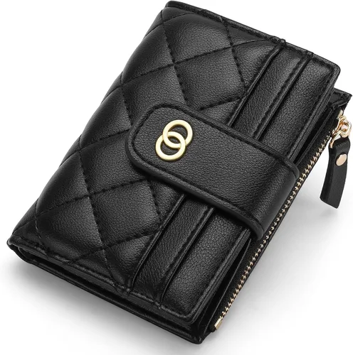 Vista 20 de GAEKEAO Billeteras pequeñas para mujer, con bloqueo RFID, de cuero, plegable, con cremallera, bolsillo para tarjetas de crédito, con ventana