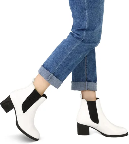 Vista 2 de COASIS Botas Chelsea de tacón grueso para mujer botines de tobillo con laterales elásticos