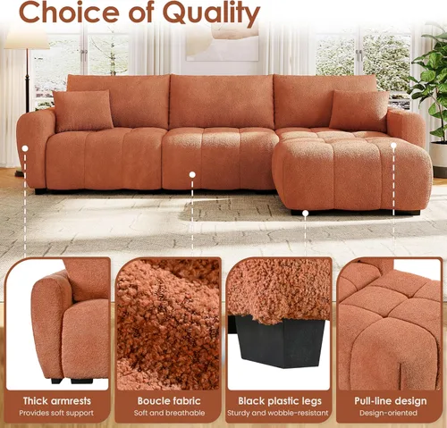 Vista 4 de [VIDEO] 110" Modular Sectional Sofa, L Shape with Extra-large Seat, Pull-l