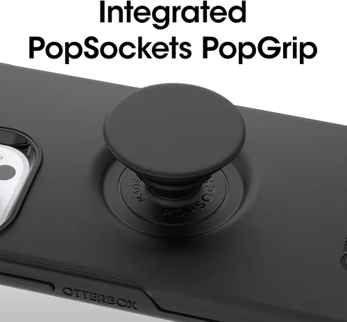 Vista 3 de OtterBox Funda para iPhone 14 Pro (solamente) Otter + Pop Symmetry Series - Negro, PopSockets PopGrip integrado, delgado, apto para bolsillo, bordes