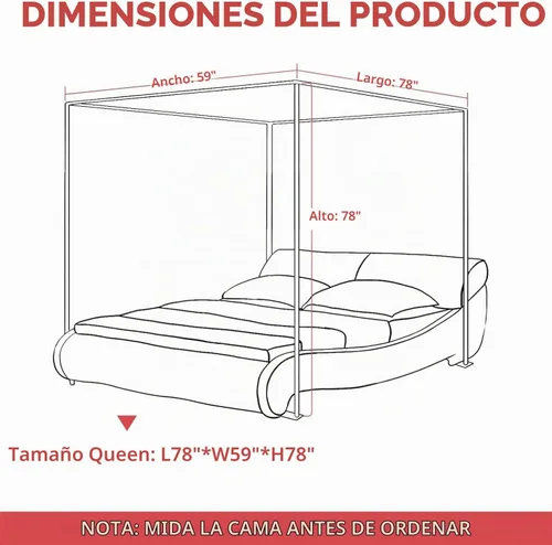 Vista 6 de Foreate Marco de Cama con Dosel de Acero Inoxidable Tamaño Queen Marco de Dosel para Cama y Postes de Cama, Apto para Cama de Cuatro Esquinas