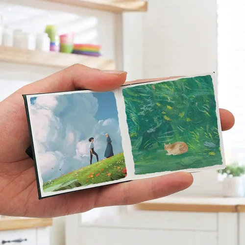 Vista 6 de caichuxiye Mini cuaderno de bocetos de acuarela, papel de acuarela para artistas, diseño de órgano, libro de pintura académica plegable, cuadernos