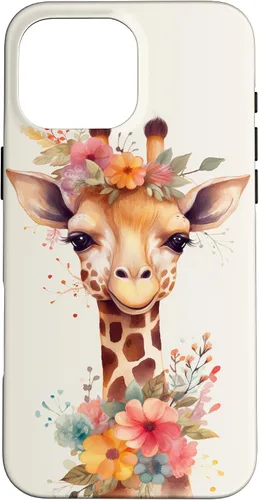 Vista 19 de Cute Giraffe with Flowers Giraffe Floral Case for iPhone 17