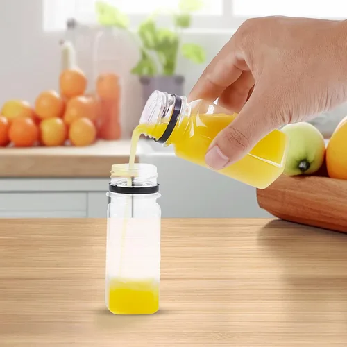 Vista 6 de OBKJJ Botellas de Plástico para Jugo 150 piezas 2 oz Botellas de Agua de Plástico Vacías con Tapas Recipientes Transparentes Reutilizables