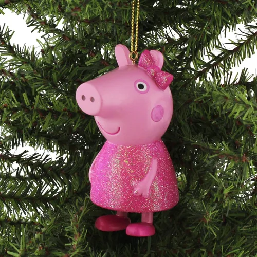 Vista 4 de Kurt S. Adler - Adorno de Peppa Pig - Vestido de Navidad con purpurina rosa en caja