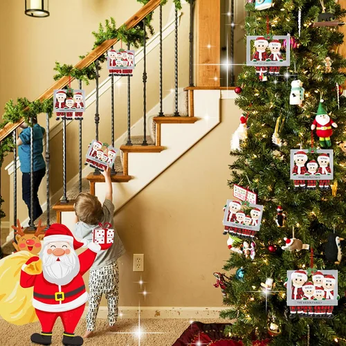 Vista 6 de Adorno de Navidad personalizado 2025, adorno para árbol de Navidad, marco personalizado de familia feliz hecho de cerámica, colgante con nombre