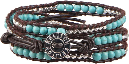 Vista 2 de KELITCH Pulsera de plata con 3 cuentas y nácar turquesa, hecha a mano, nueva joyería, Turquesa creada, turquesa creada