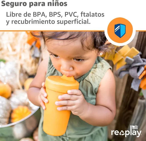Vista 4 de Re-Play Vasos para sorber a prueba de derrames, reutilizables, 10 onzas, juego de 6, aptos para lavavajillas y microondas, fabricados en Estados