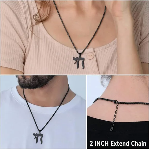 Vista 6 de FaithHeart David of Star Collar para hombres y mujeres, collar con colgante de estrella judía, acero inoxidable, amuleto hebreo, caja de regalo