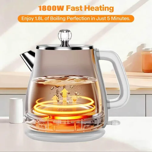 Vista 7 de Hervidor eléctrico de 1.8L, hervidor de té con ebullición rápida Blanco