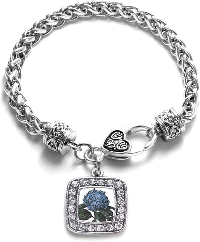 Vista 70 de Pulsera de dijes cuadrados de plata con joyería de circonita cúbica