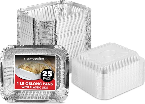 Vista 11 de Stock Your Home Sartenes pequeños de aluminio de 1 libra con tapas de plástico transparente (paquete de 100), utensilios de cocina desechables