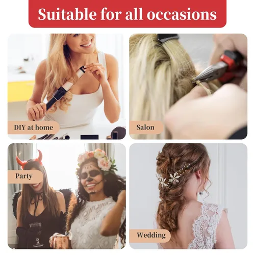 Vista 6 de Kit de herramientas de extensión de cabello, 5 colores, 1000 piezas de micro anillos de silicona Hair Styling Tools Accessory with Hair Extension