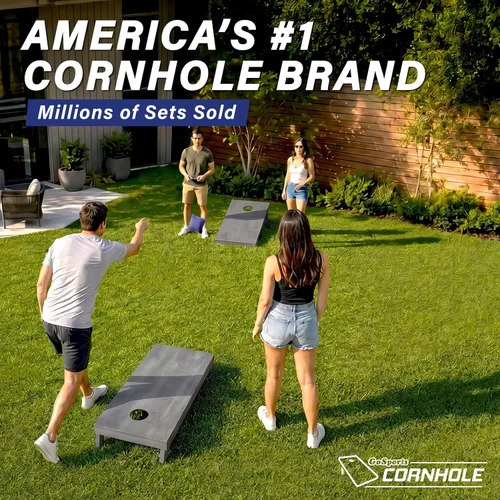 Vista 4 de GoSports 4 ft x 2 ft Regulation Size Wooden Cornhole Boards Set with Light Gray Finish - Includes Carrying Case Estrellas y rayas americanas
