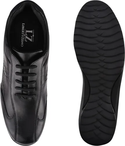 Vista 7 de LIBERTYZENO - Tenis deportivos para hombre de piel auténtica, transpirables, acolchados, a la moda, informales, con cordones