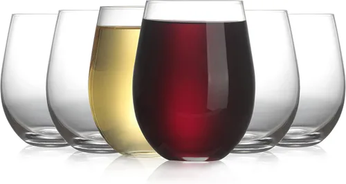 Vista 10 de Copas de Vino Sin Tallo, Juego de 4 Copas de Vino Sin Tallo de 15 onzas para Vino Tinto y Blanco, Copas de Beber con Borde Duradero Resistente al