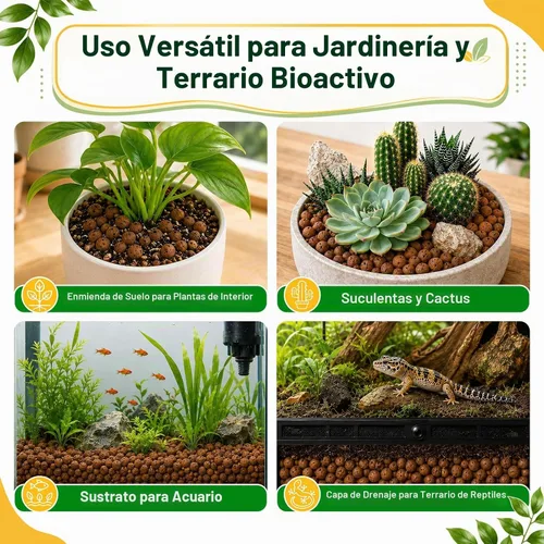 Vista 7 de Riare Guijarros de arcilla de leca orgánica de 2 libras para plantas, bolas