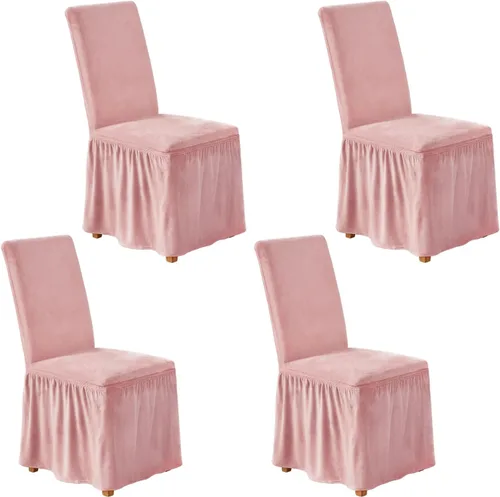 Vista 23 de NICEEC Fundas de silla de elastano para sillas de comedor, juego de 2 fundas de silla de comedor extraíbles con falda, fundas para sillas Parson