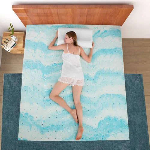 Vista 6 de Cubrecolchón de espuma viscoelástica de gel de 2 pulgadas para cama de tamaño individual Balanced Comfort, Pressure Relief, Ventilated Breathable