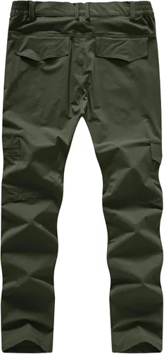 Vista 2 de BASUDAM Pantalones cargo de senderismo para hombre, de secado rápido, ligeros, elásticos, resistentes al agua con bolsillos