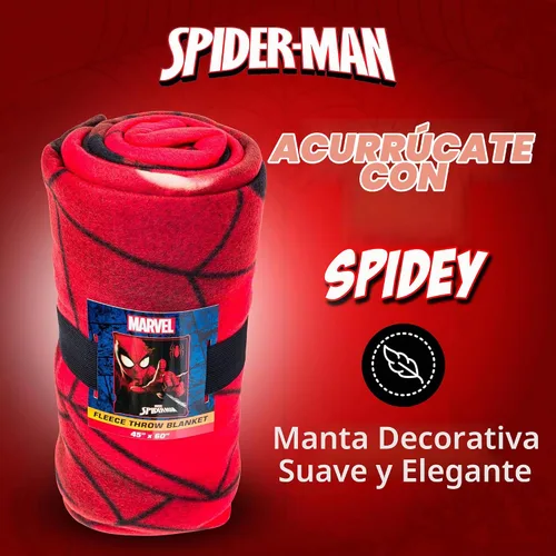 Vista 2 de Silver Buffalo Marvel Universe Spider-Man Spidey Close Up Web Shooter 45" x 60" Manta de forro polar, Manta suave y acogedora, 180 GSM