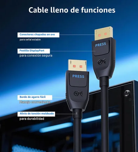 Vista 7 de Cable Matters [Certificado VESA] Cable DisplayPort 2.1 de 80 Gbps, 3.3 pies