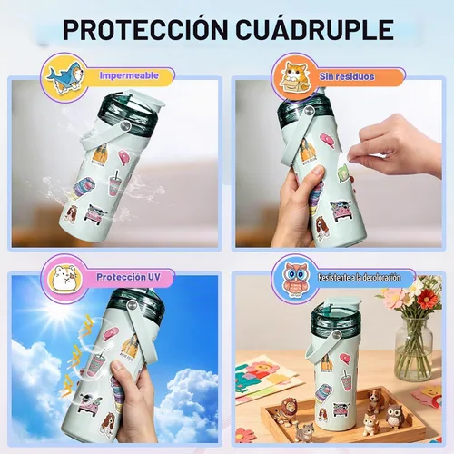 Vista 4 de Arme Paquete de 400 piezas de calcomanías de animales, calcomanías lindas de animales impermeables, calcomanías de mascotas para niños pequeños