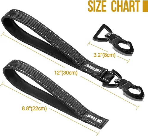 Vista 2 de OneTigris Bolt - Correa corta de tráfico para perros pequeños, medianos y grandes (negro, S)