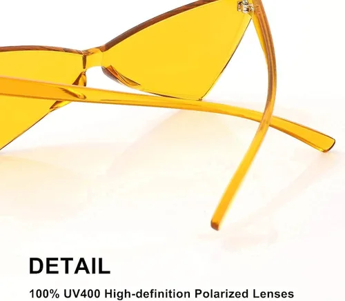 Vista 6 de OLINOWL Gafas de sol sin montura triangular una pieza gafas de sol transparentes de color para mujeres y hombres