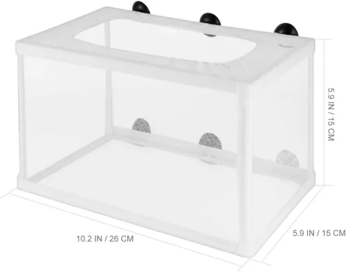 Vista 2 de TEHAUX Caja transparente de cría de peces, multifuncional, de plástico, con ventosas, para peces agresivos, guppy payaso, fácil de instalar