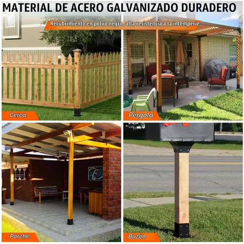 Vista 5 de Base de anclaje de poste de 2 picos, base de poste de madera de hormigón para valla de 4 x 4 pulgadas (real:3.5 x 3.5 pulgadas), soporte para poste