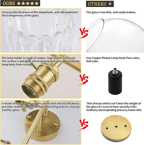 Vista 57 de Shenmoyl Lámparas de baño, lámpara de pared de 2 luces para tocador sobre espejo con pantalla de vidrio tulipán blanco para dormitorio, sala