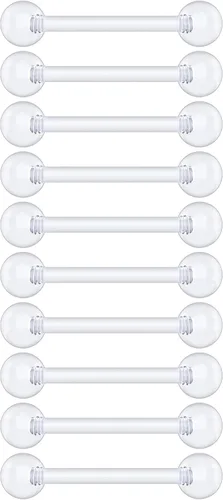 Vista 23 de Anillos de plástico para pezón – Anillos de lengua transparentes – Piercing hipoalergénico recto Bioflex