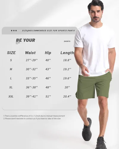 Vista 6 de CANGHPGIN Paquete de 2 pantalones cortos deportivos de entrenamiento para hombre, entrepierna de 7 pulgadas, pantalones cortos de senderismo