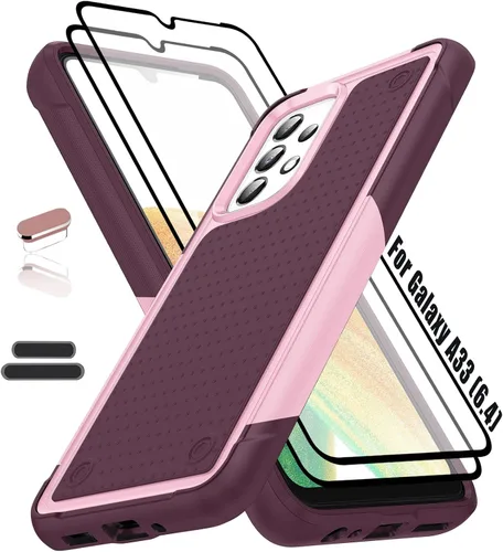 Vista 9 de Funda resistente para Samsung Galaxy A33 (5G) de 6.4 pulgadas, 4 esquinas con bolsas de aire [protección contra caídas de 12 pies], agarre
