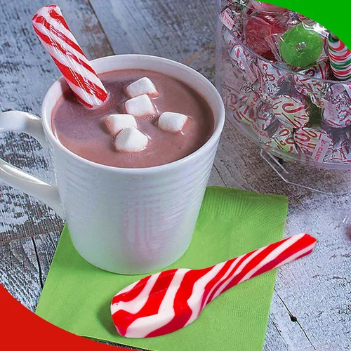 Vista 7 de Sprinkle Me This Cucharas de menta Paquete de 12 unidades Cucharas de caramelo temáticas navideñas Sabor tradicional de menta