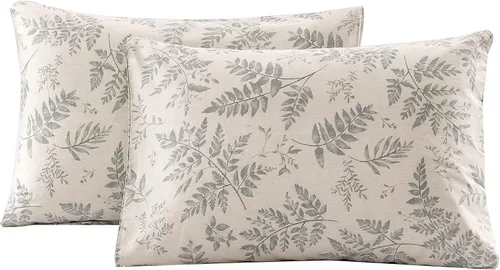 Vista 21 de ECOCOTT Juego de 2 fundas de almohada florales de tamaño estándar, 100% algodón lavado con cierre de sobre, fundas de almohada estampadas de flores