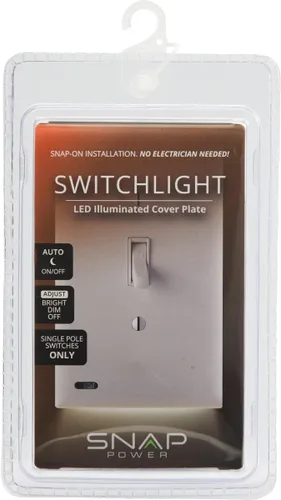 Vista 13 de Paquete de 3 - SnapPower SwitchLight - Luz Nocturna LED - para Interruptores de Un Solo Polo - Placa de Interruptor con Luces Nocturnas LED