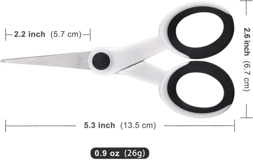 Vista 5 de SCAIKTIG Tijeras de detalle de 5 pulgadas con punta inclinada, pequeñas tijeras de bordado multiusos para coser, tela, corte de papel, blanco