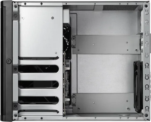 Vista 16 de SilverStone Technology CS240 Chasis NAS Mini-ITX de 4 bahías U.2 Tri-Mode Hot-Swap de alto rendimiento, SST-CS240B
